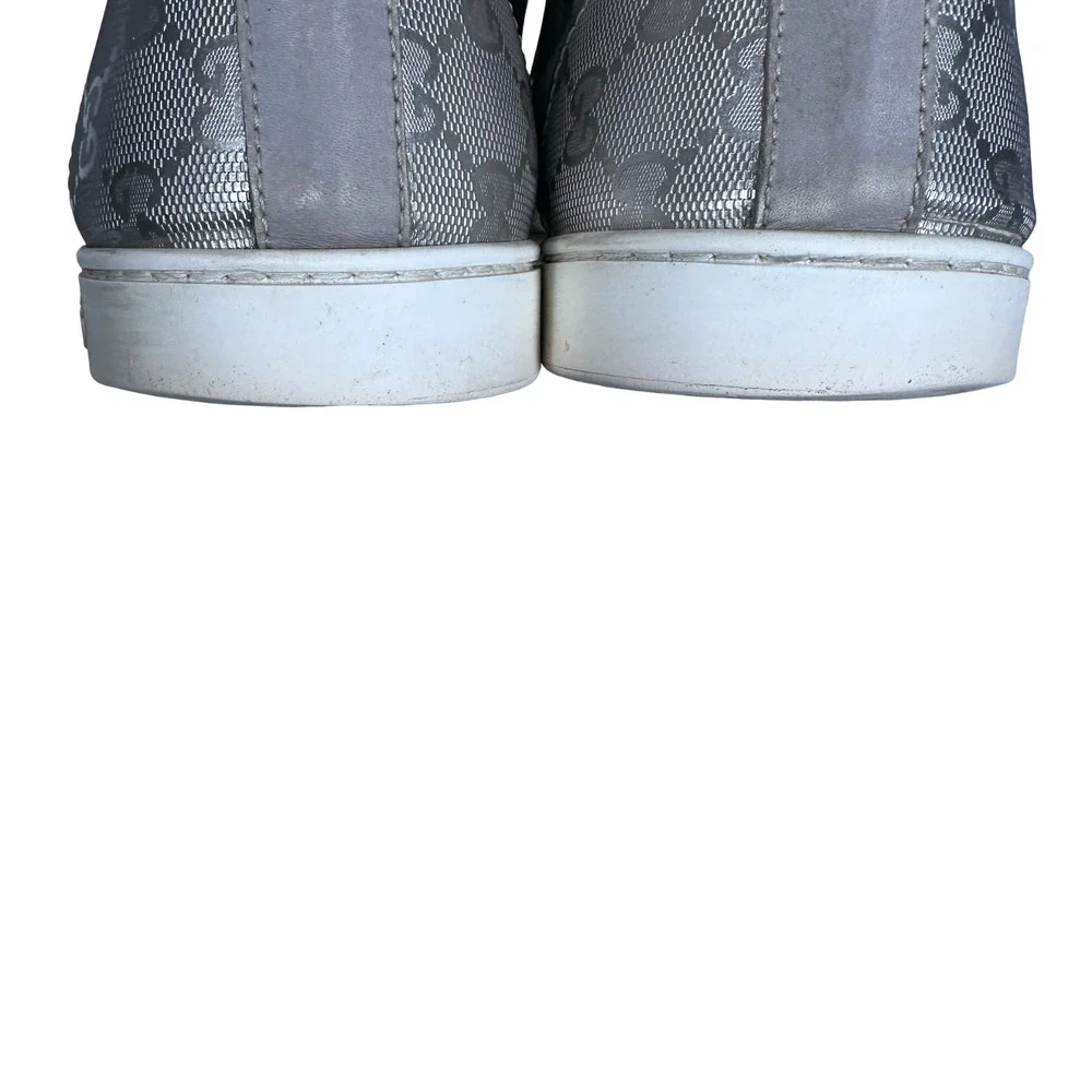 Gucci Coda GG Imprime Monogram Shoes Men’s 7.5 G Silver High Top‎ Lace Sneakers
